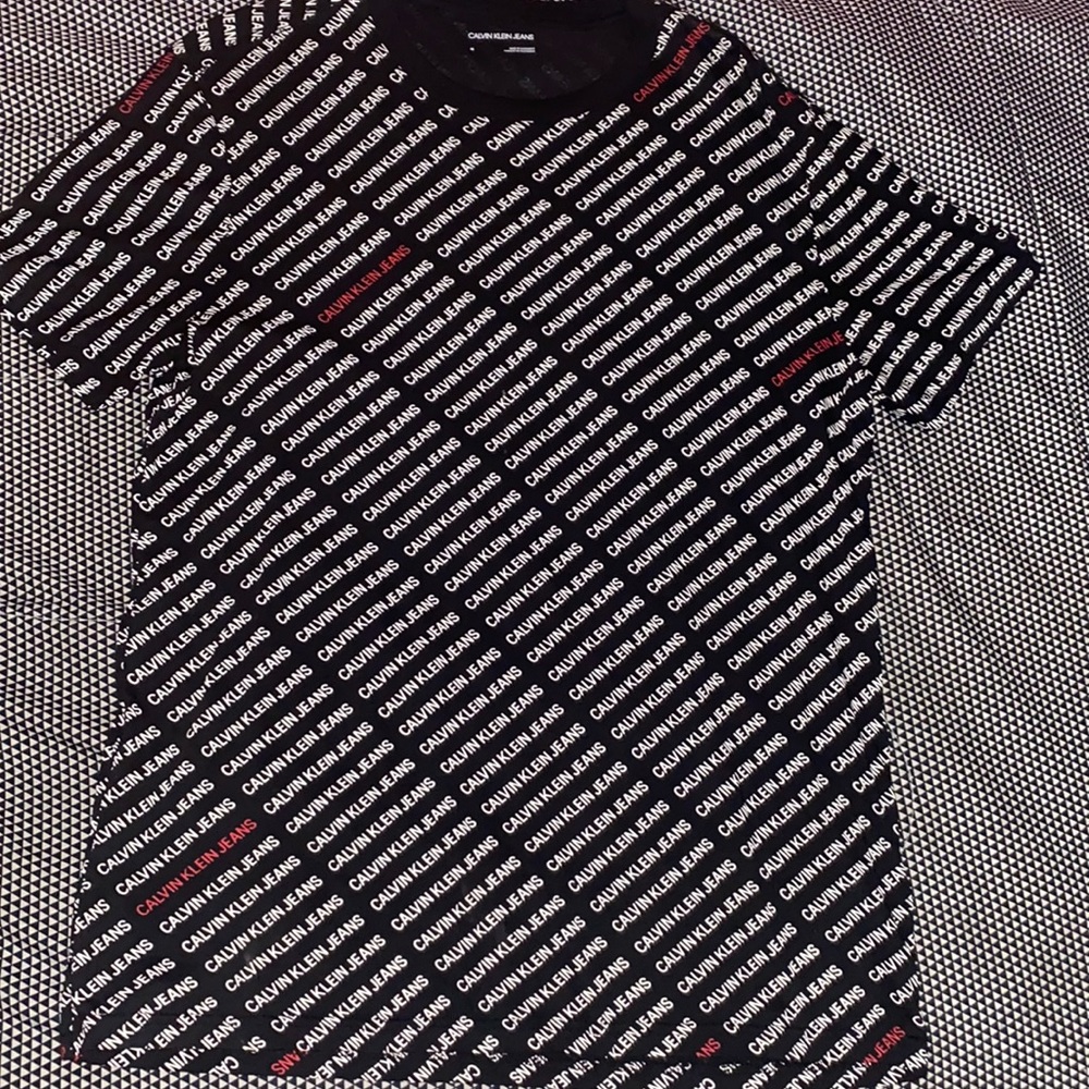 Calvin Klein Brand Name All Over Tee Shirt